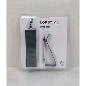 NEW IKEA LORBY 3 Port USB Charger Magnetic Clamp or Adhesive Black 703.819.73